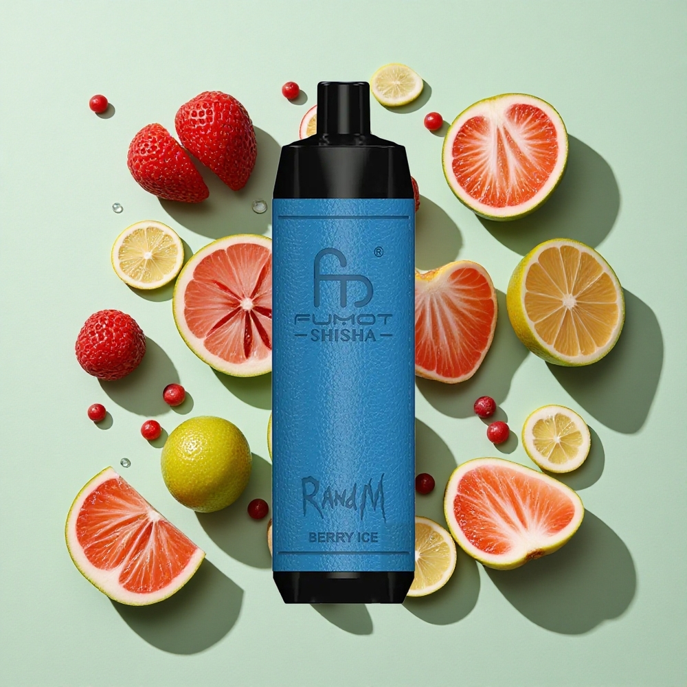 RandM Fumot Shisha 10000 Puffs Bær Is engros Norge LED-Indikator Type-C Port