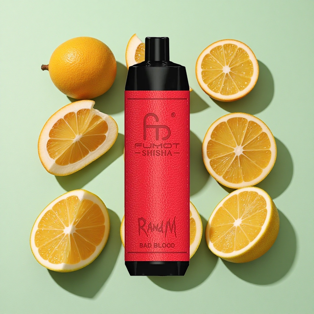 RandM Fumot Shisha 10000 Puffs Bad Blood (Dårlig Blod) engros Norge Type-C Port (Type-C Port)