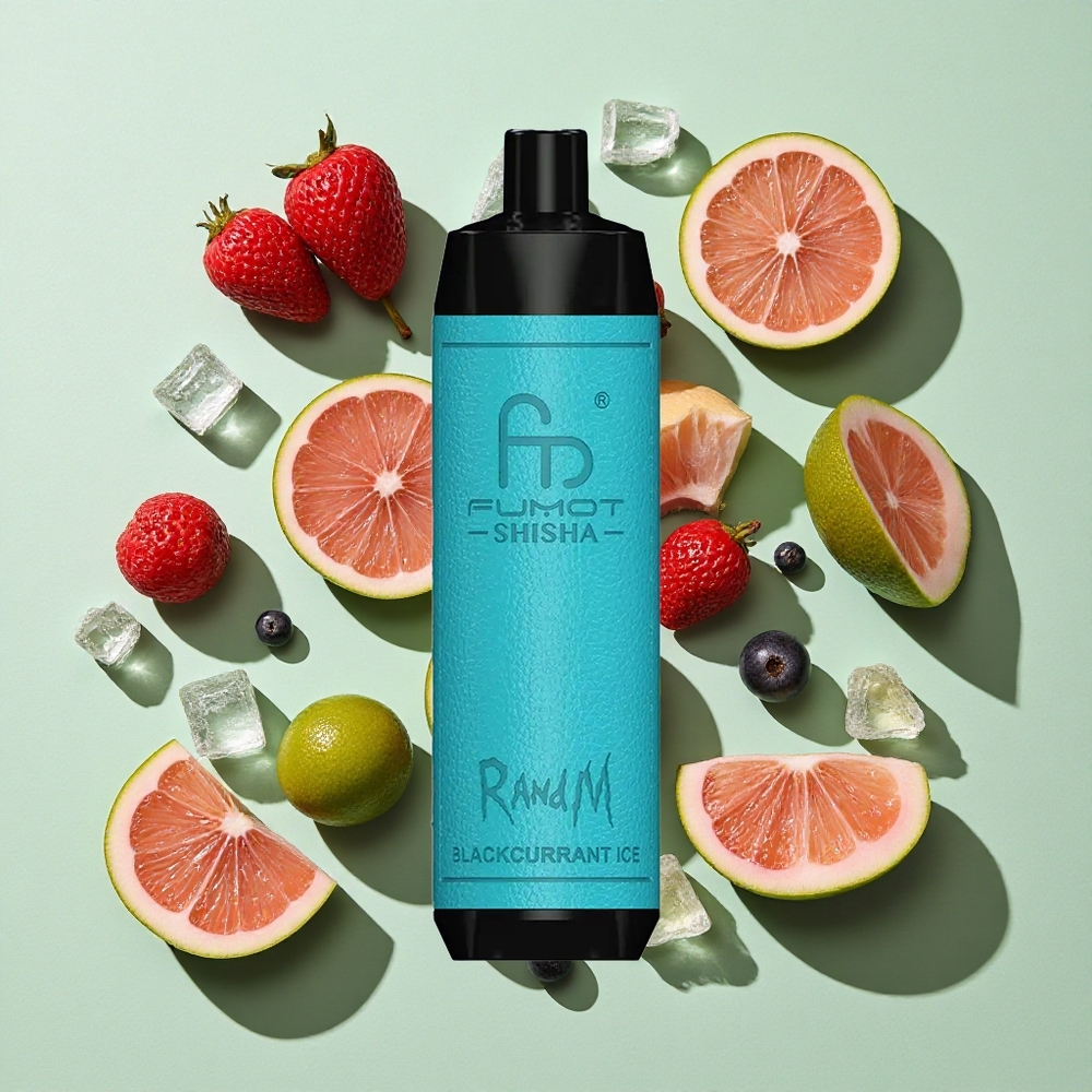 RandM Fumot Shisha 10000 Puffs Blackcurrant Is engros Norge LED-Indikator