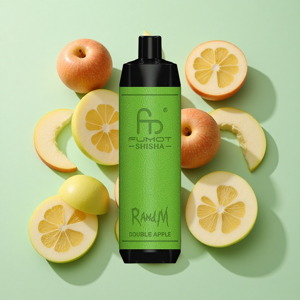 RandM Fumot Shisha 10000 Puffs Dobbel Eple engros Norge LED Indikator Type-C Port