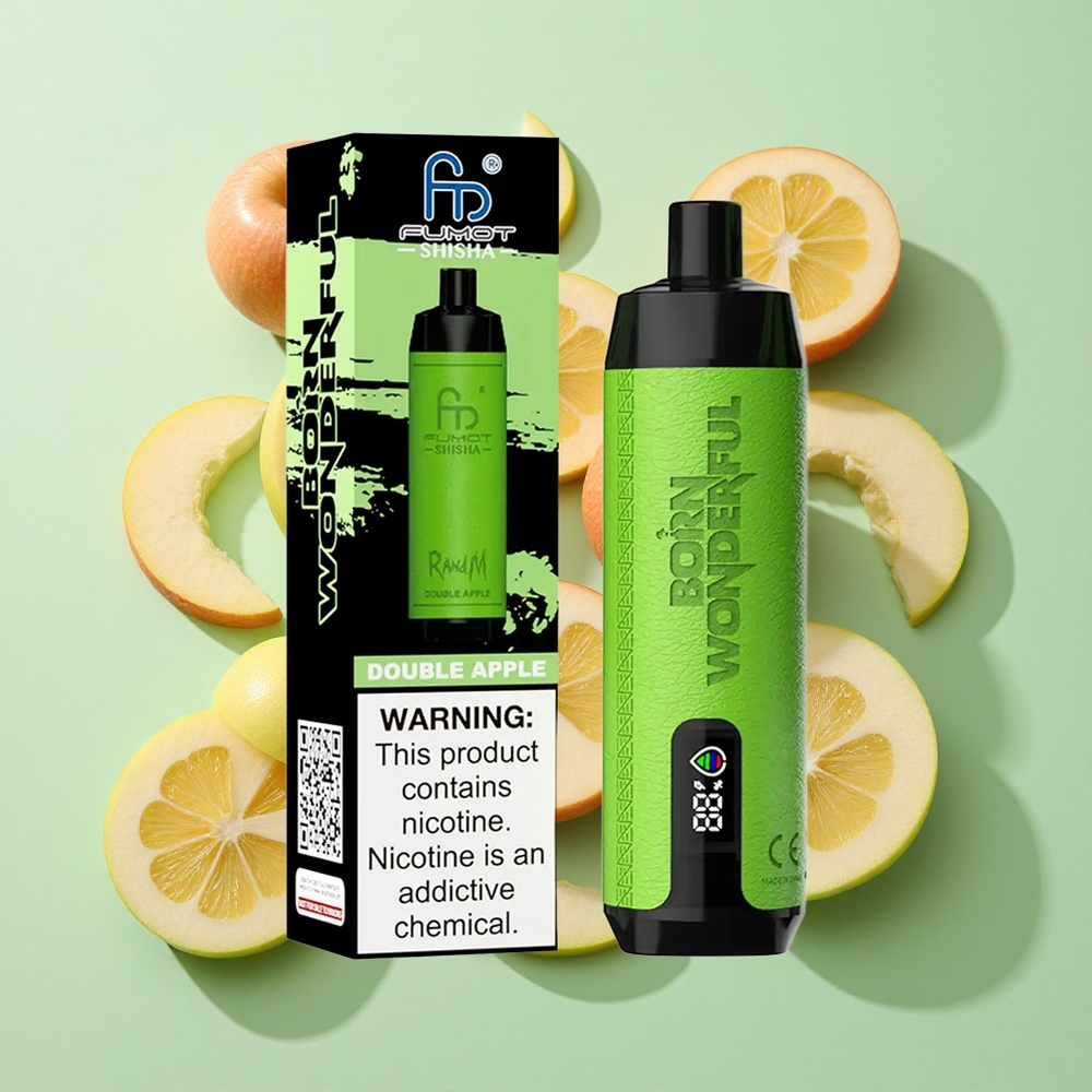 RandM Fumot Shisha 10000 Puffs Dobbel Eple engros Norge LED Indikator Type-C Port