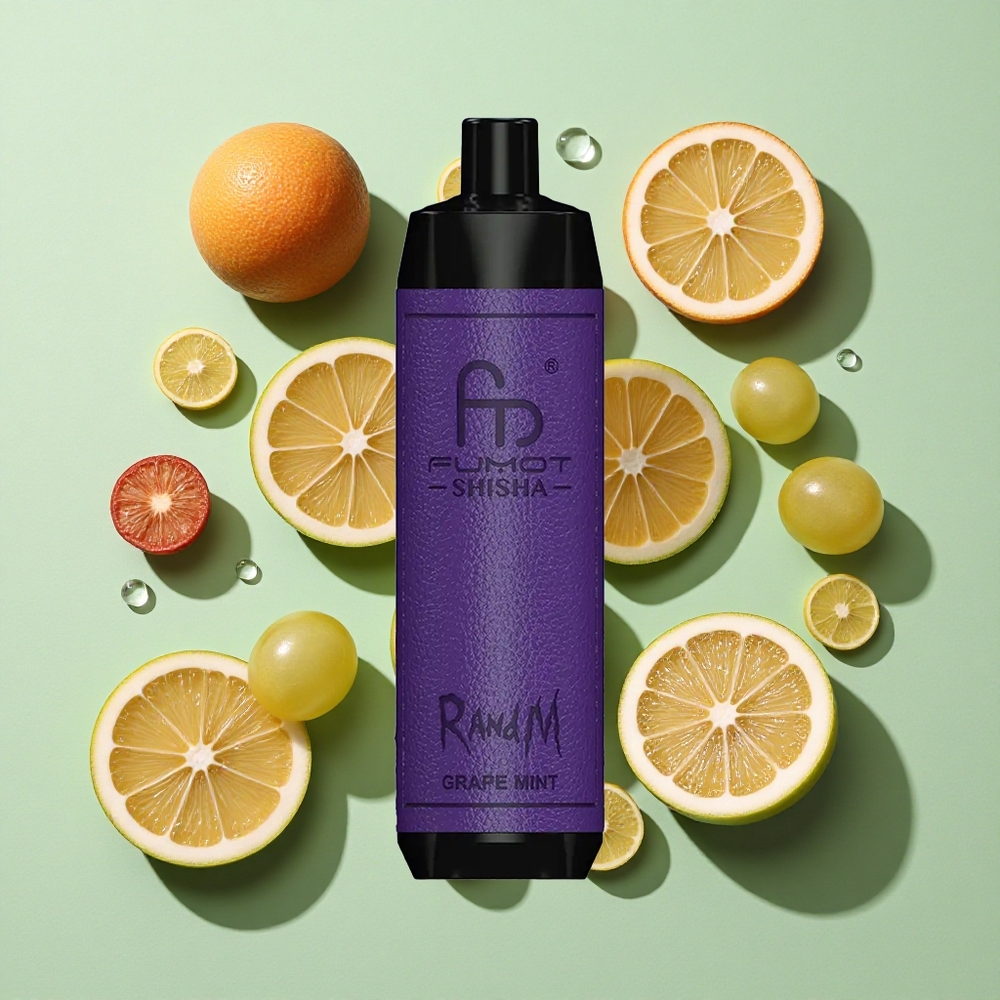 RandM Fumot Shisha 10000 Puffs Druemynt Engros Norge LED-Indikator Type-C Port