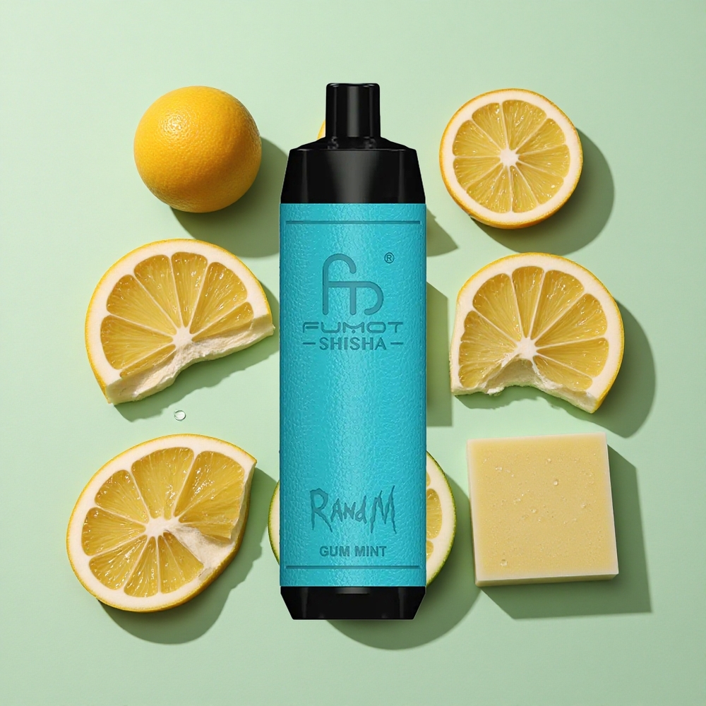 RandM Fumot Shisha 10000 Puffs Gummi Mynte Engros Norge Type-C Port 18ml Prefilled