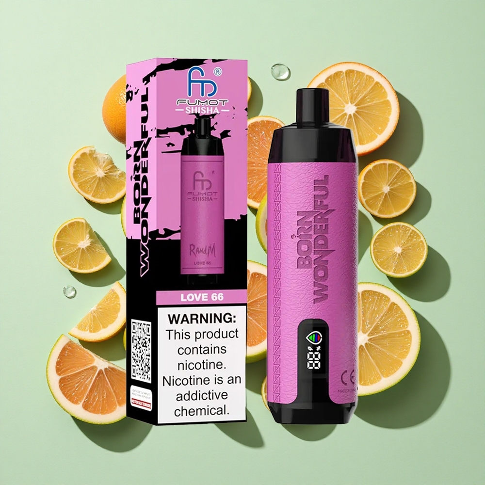 RandM Fumot Shisha 10000 Puffs Kjærlighet 66 engros Norge LED-Indikator Type-C Port