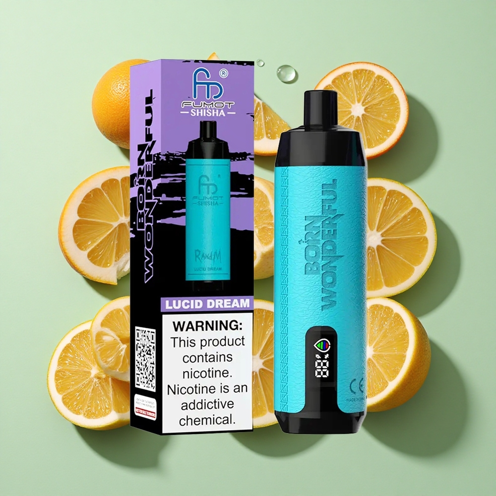 RandM Fumot Shisha 10000 Puffs Klar Drøm engros Norge LED-Indikator Type-C-Port