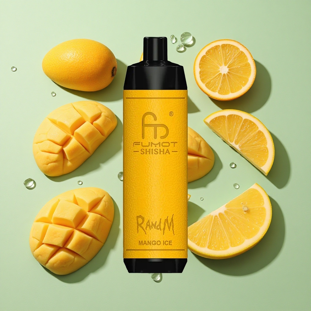 RandM Fumot Shisha 10000 Puffs Mango Is Engangs Vape 18ml Engros Norge Type-C Port