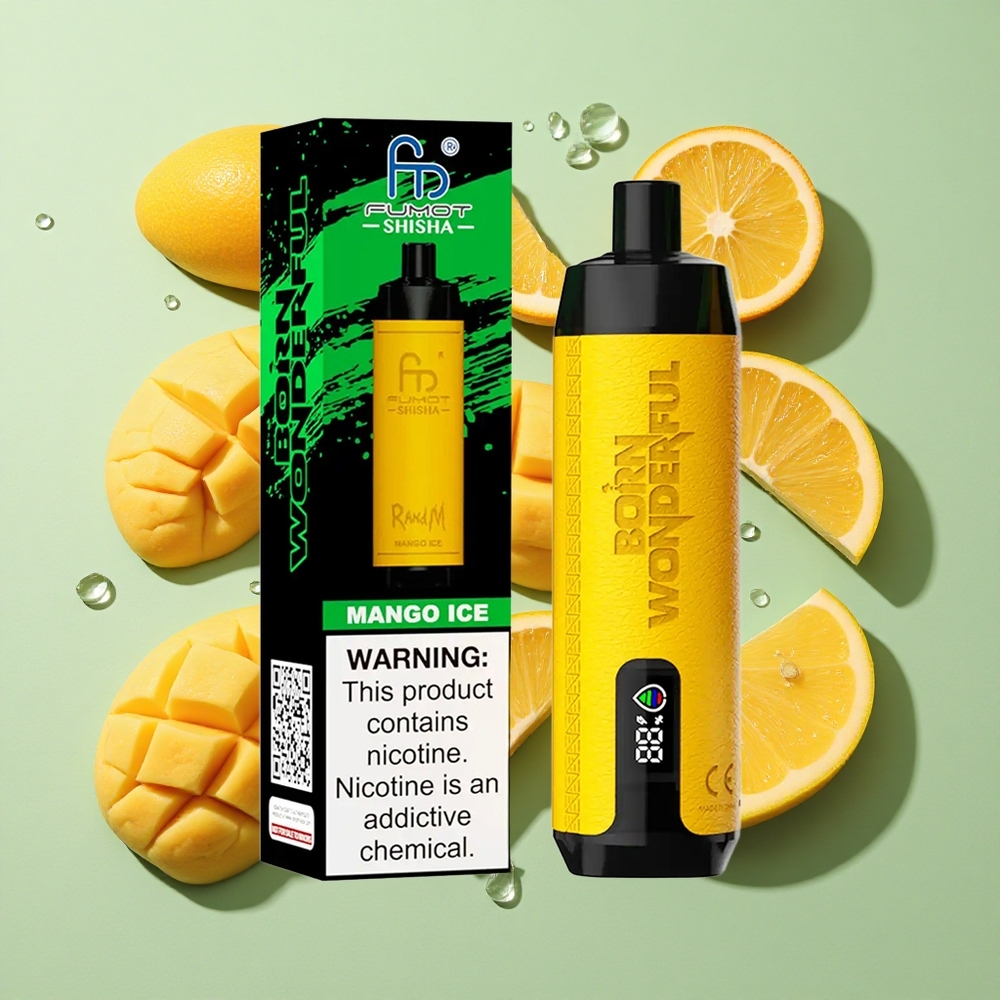 RandM Fumot Shisha 10000 Puffs Mango Is Engangs Vape 18ml Engros Norge Type-C Port