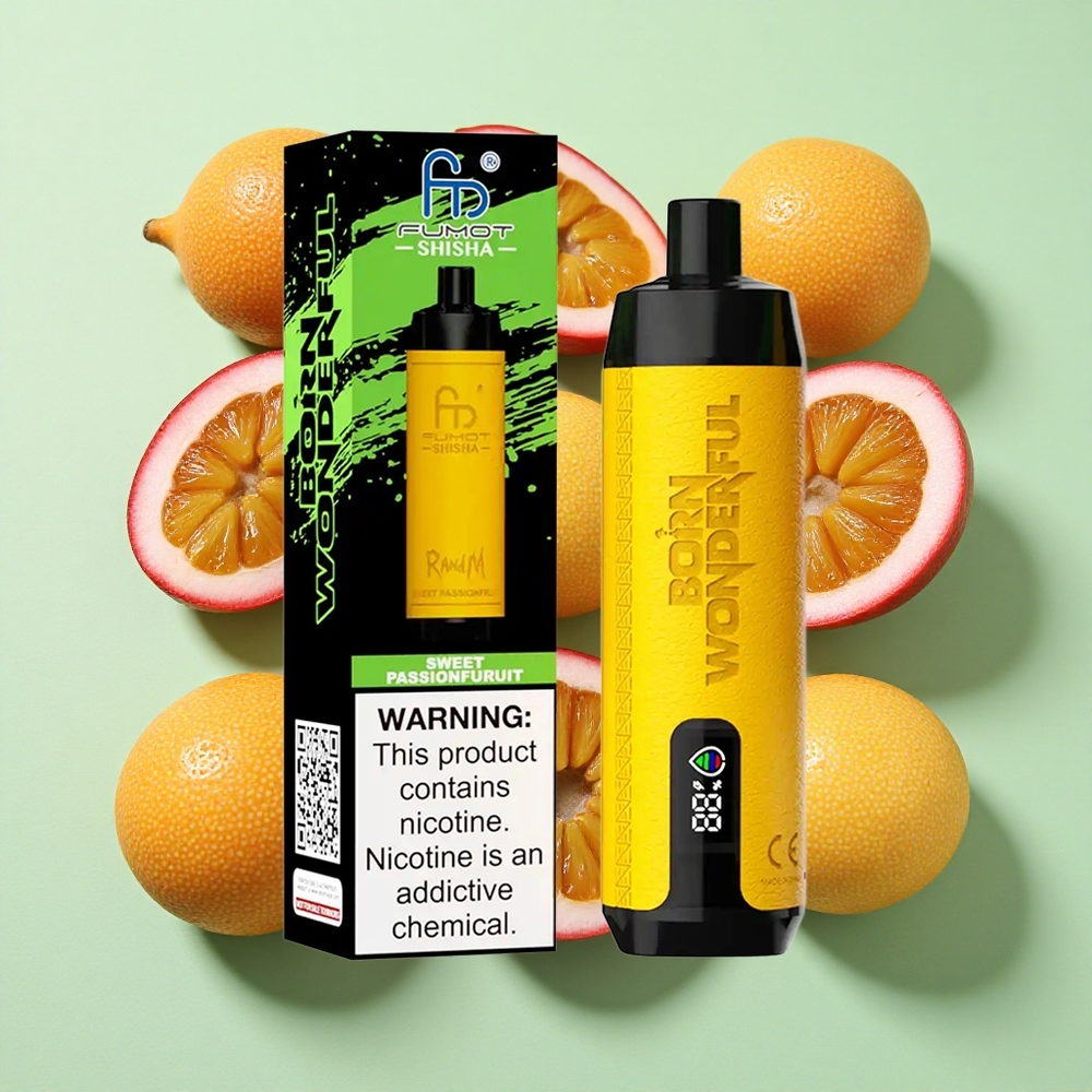 RandM Fumot Shisha 10000 Puffs Søt Pasjonsfrukt Engangs Vape 18ml engros Norge Type-C Port