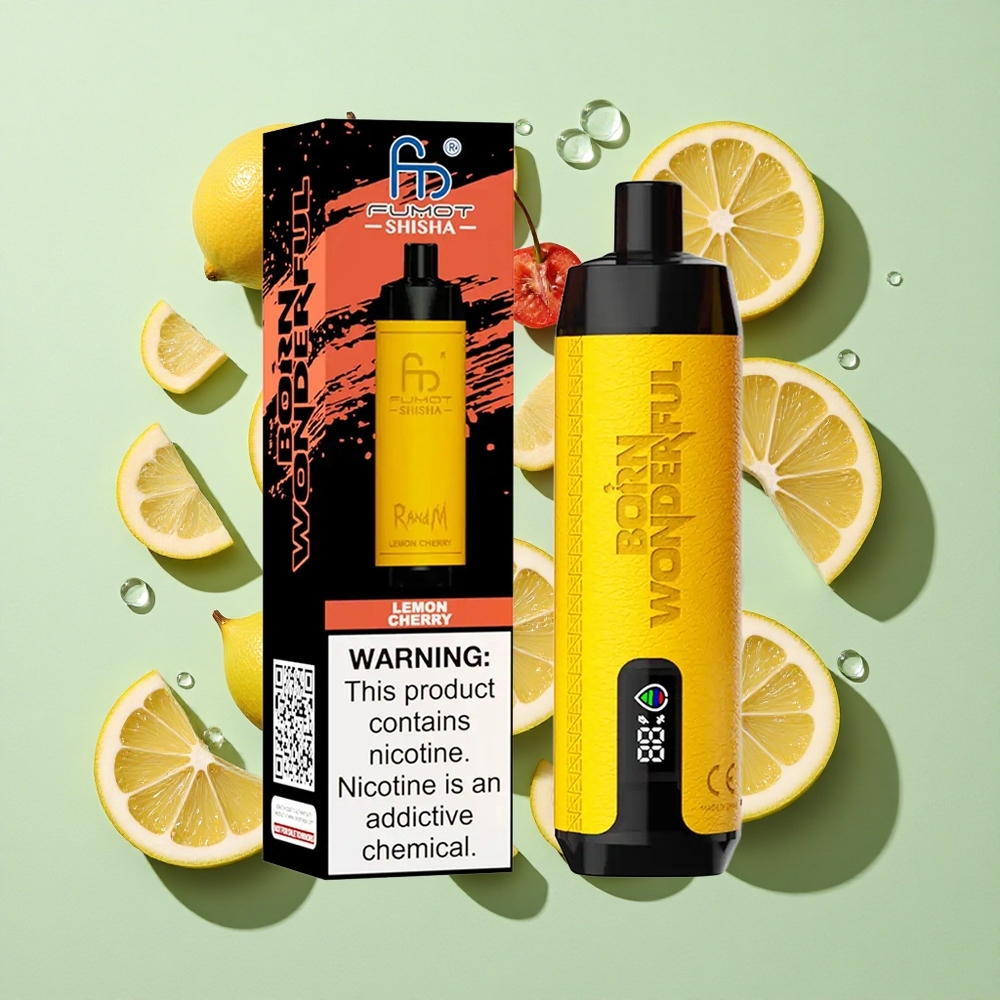 RandM Fumot Shisha 10000 Puffs Sitron/Kirsebær Engangs Vape 18ml Engros Norge Type-C Port