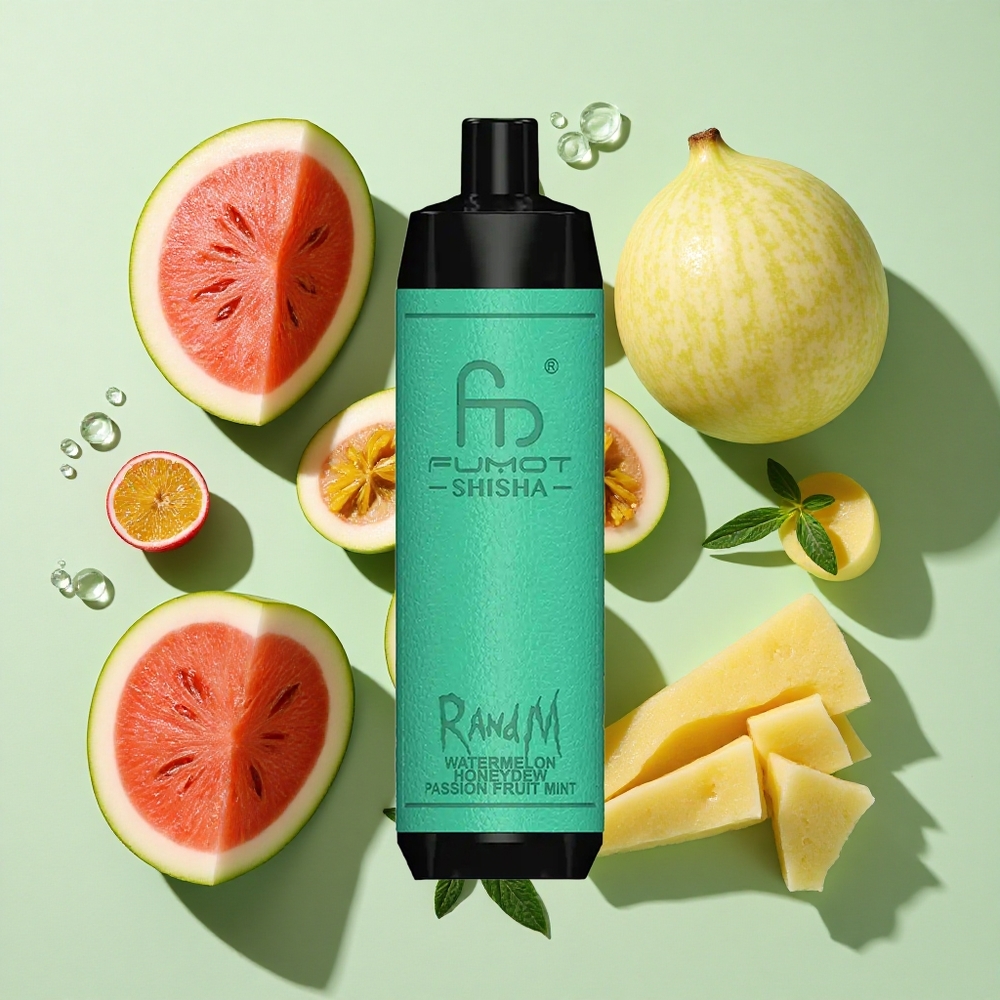 RandM Fumot Shisha 10000 Puffs Vannmelon Honningmelon Pasjonsfrukt Mynte engros Norge Type-C Port 0.5% Nikotin