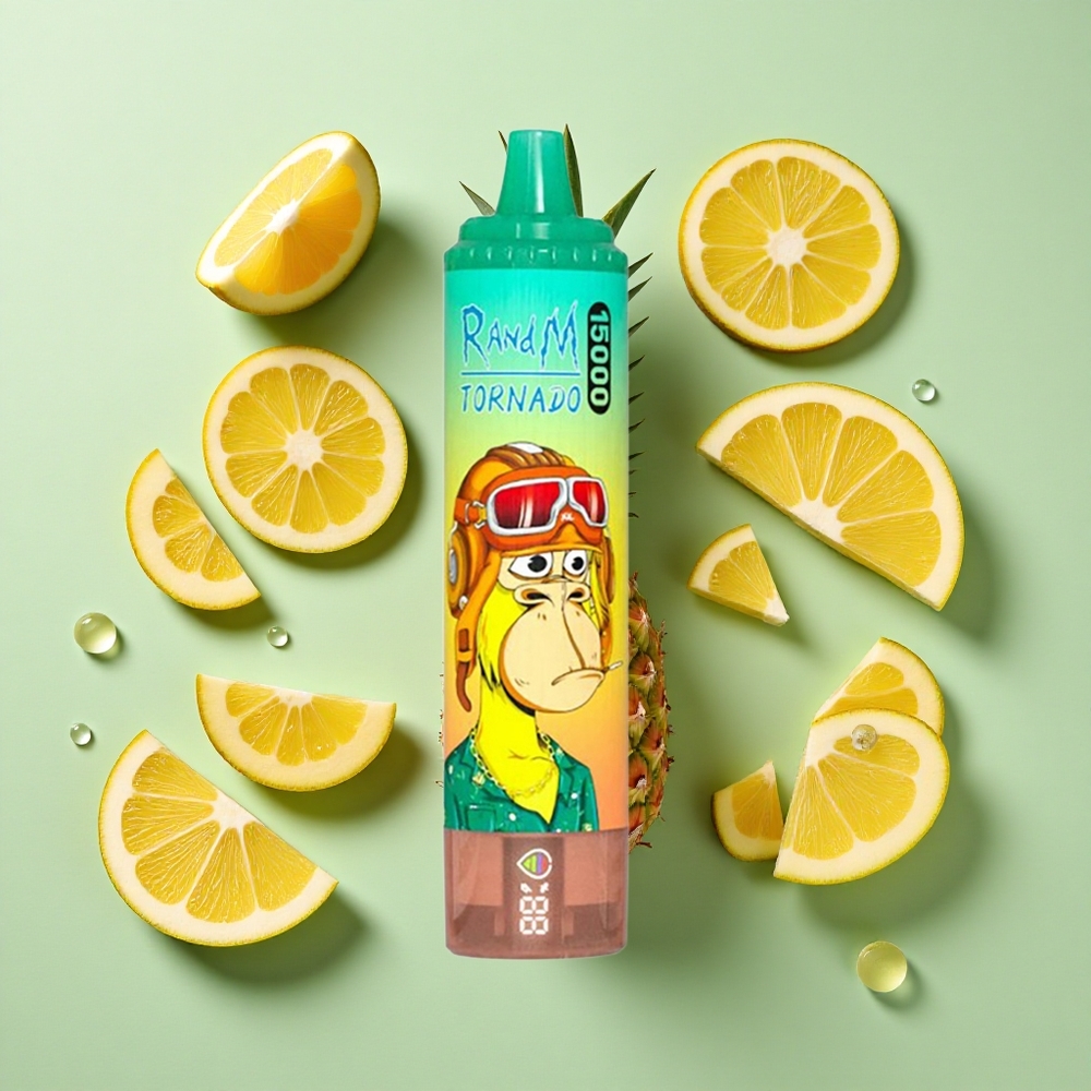 RandM Fumot Tornado 15000 Puffs Ananas Is Engangs Vape Engros Norge 25ml LCD Skjerm