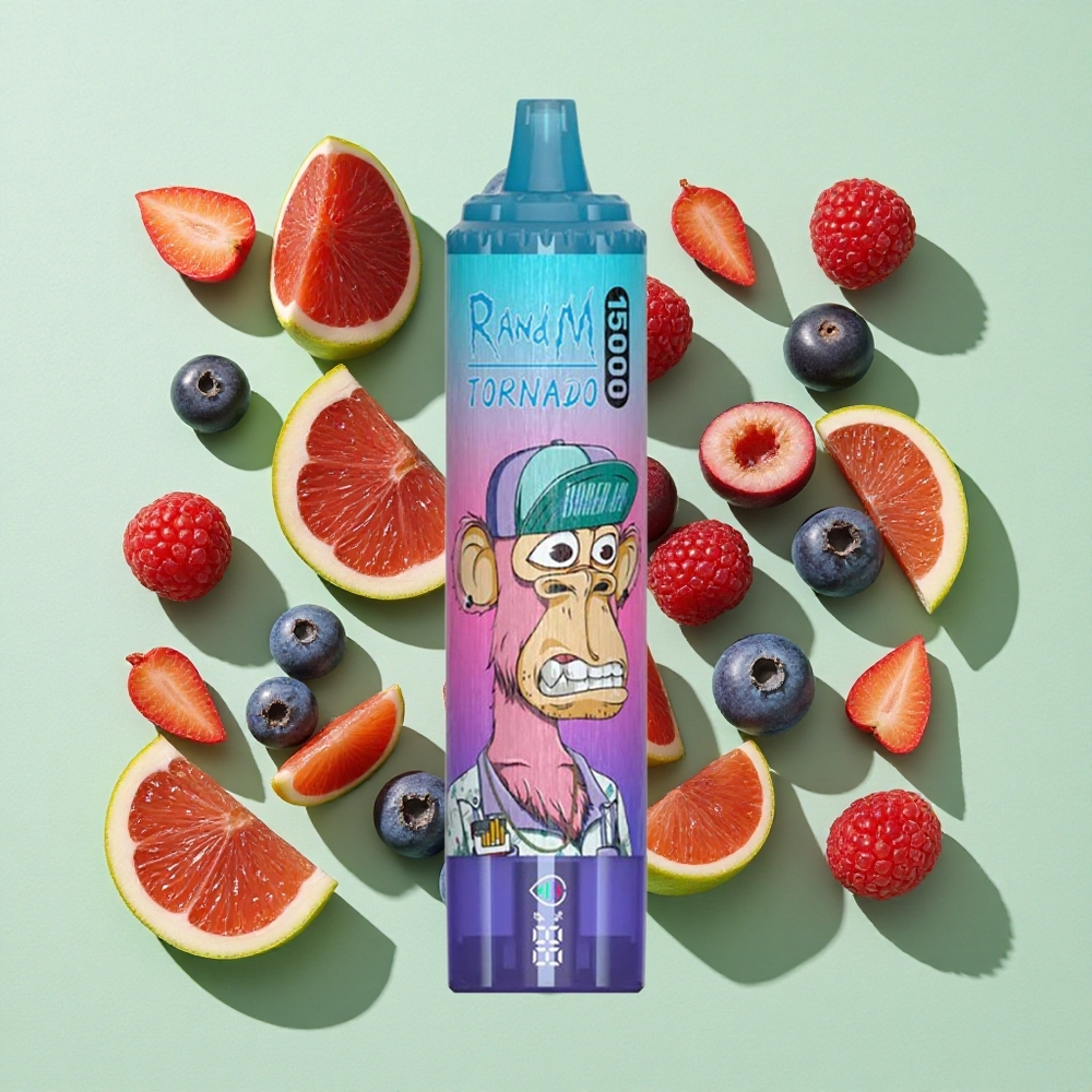 RandM Fumot Tornado 15000 Puffs Blåbær Bringebær engros Norge 25ml LCD