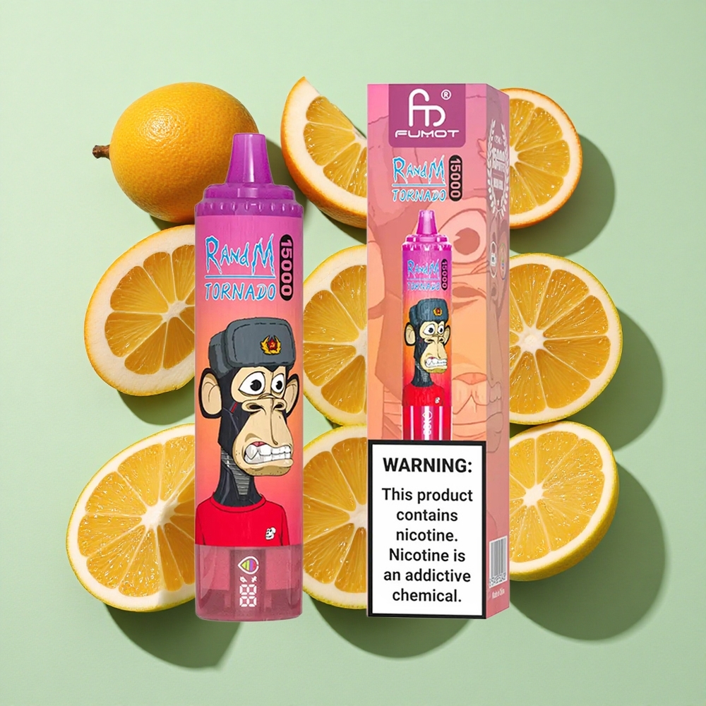 RandM Fumot Tornado 15000 Puffs Dragonfrukt Engangs Vape 25ml engros Norge LCD Skjerm