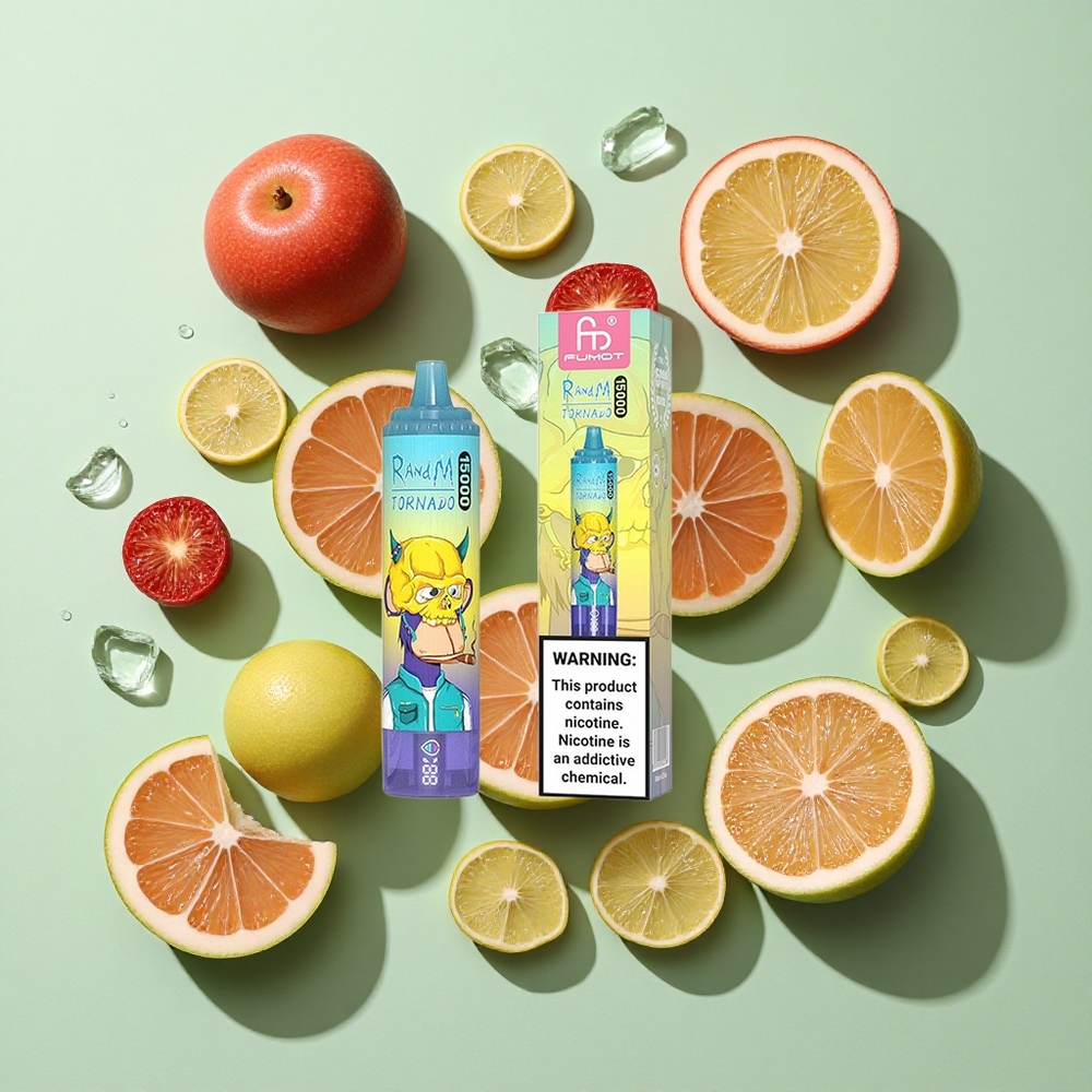 RandM Fumot Tornado 15000 Puffs Drueis Engangs Vape engros Norge 25ml LCD
