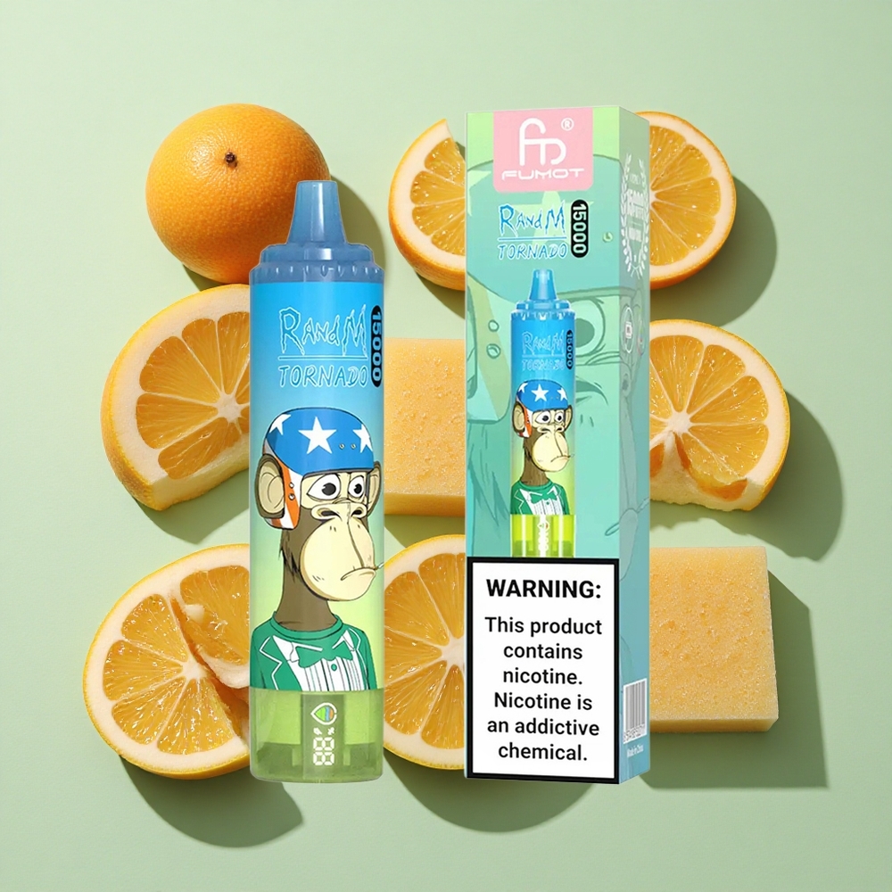 RandM Fumot Tornado 15000 Puffs Gummy Bear (Godteribjørn) engros Norge 25ml LCD Type-C