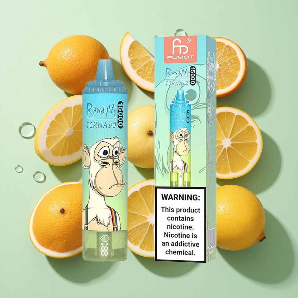 RandM Fumot Tornado 15000 Puffs Iskrem Engangs Vape 25ml engros Norge LCD Skjerm