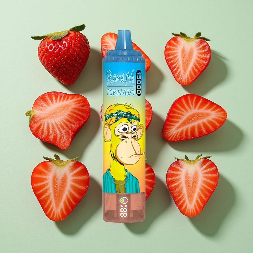 RandM Fumot Tornado 15000 Puffs Jordbær Engangs Vape 25ml engros Norge Type-C