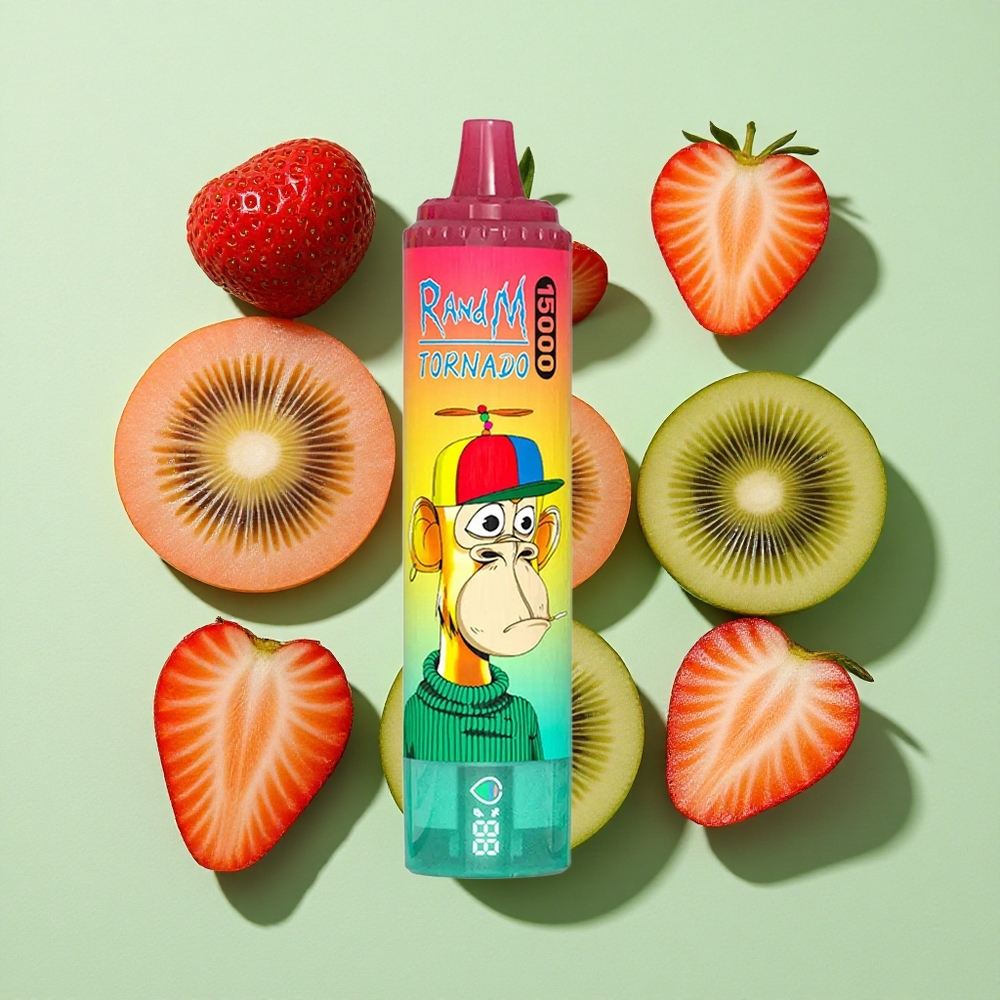 RandM Fumot Tornado 15000 Puffs Jordbær Kiwi engros Norge 25ml Type-C