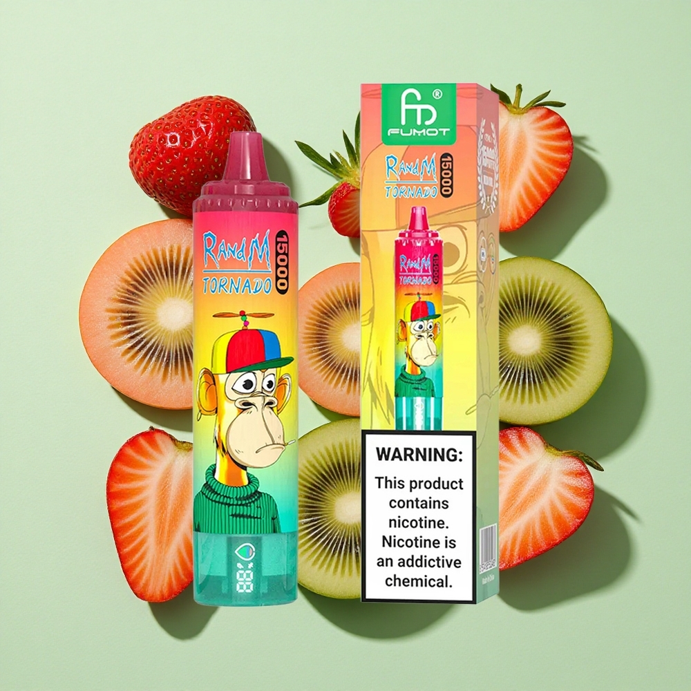 RandM Fumot Tornado 15000 Puffs Jordbær Kiwi engros Norge 25ml Type-C