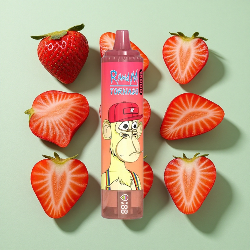 RandM Fumot Tornado 15000 Puffs Jordbær Red Bull engros Norge 25ml LCD