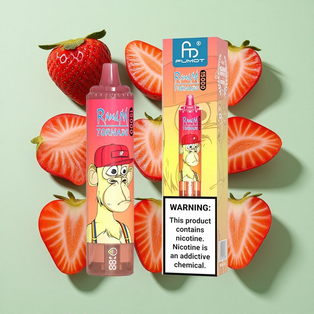 RandM Fumot Tornado 15000 Puffs Jordbær Red Bull engros Norge 25ml LCD