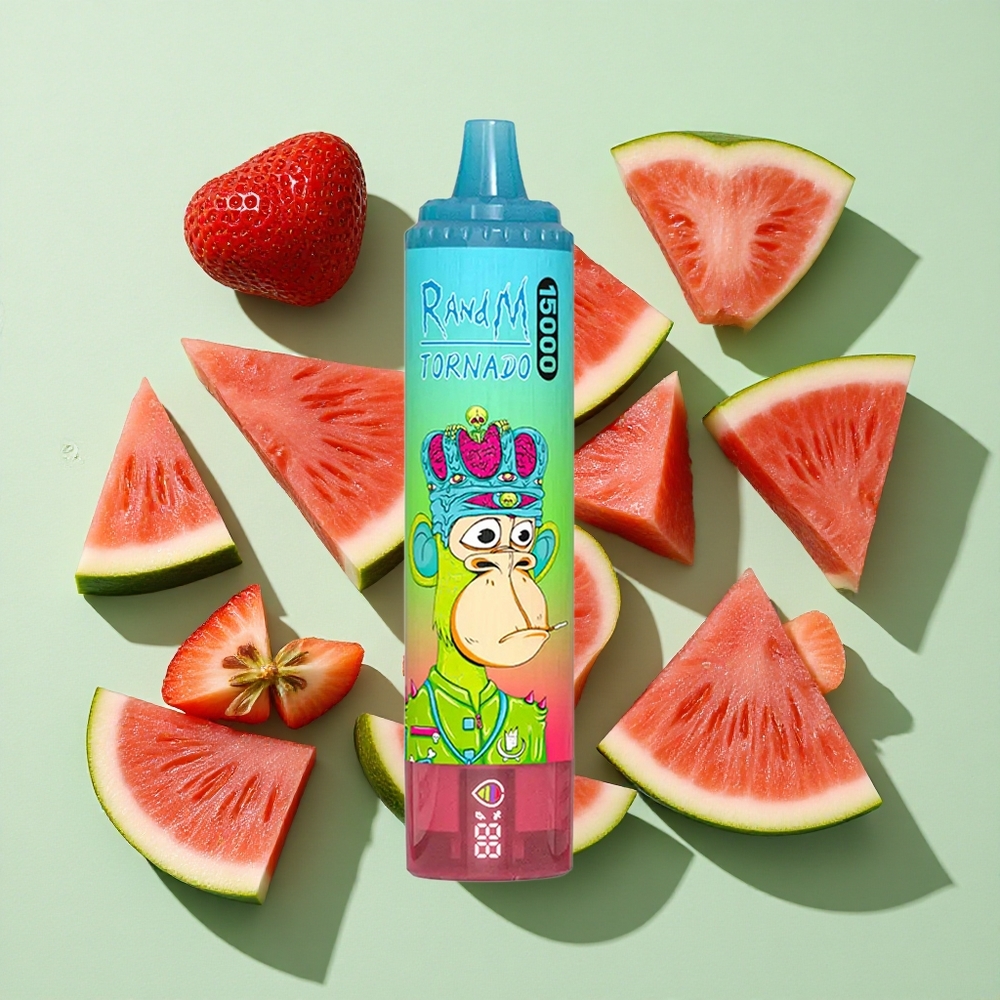 RandM Fumot Tornado 15000 Puffs Jordbær Vannmelon engros Norge 25ml LCD Skjerm