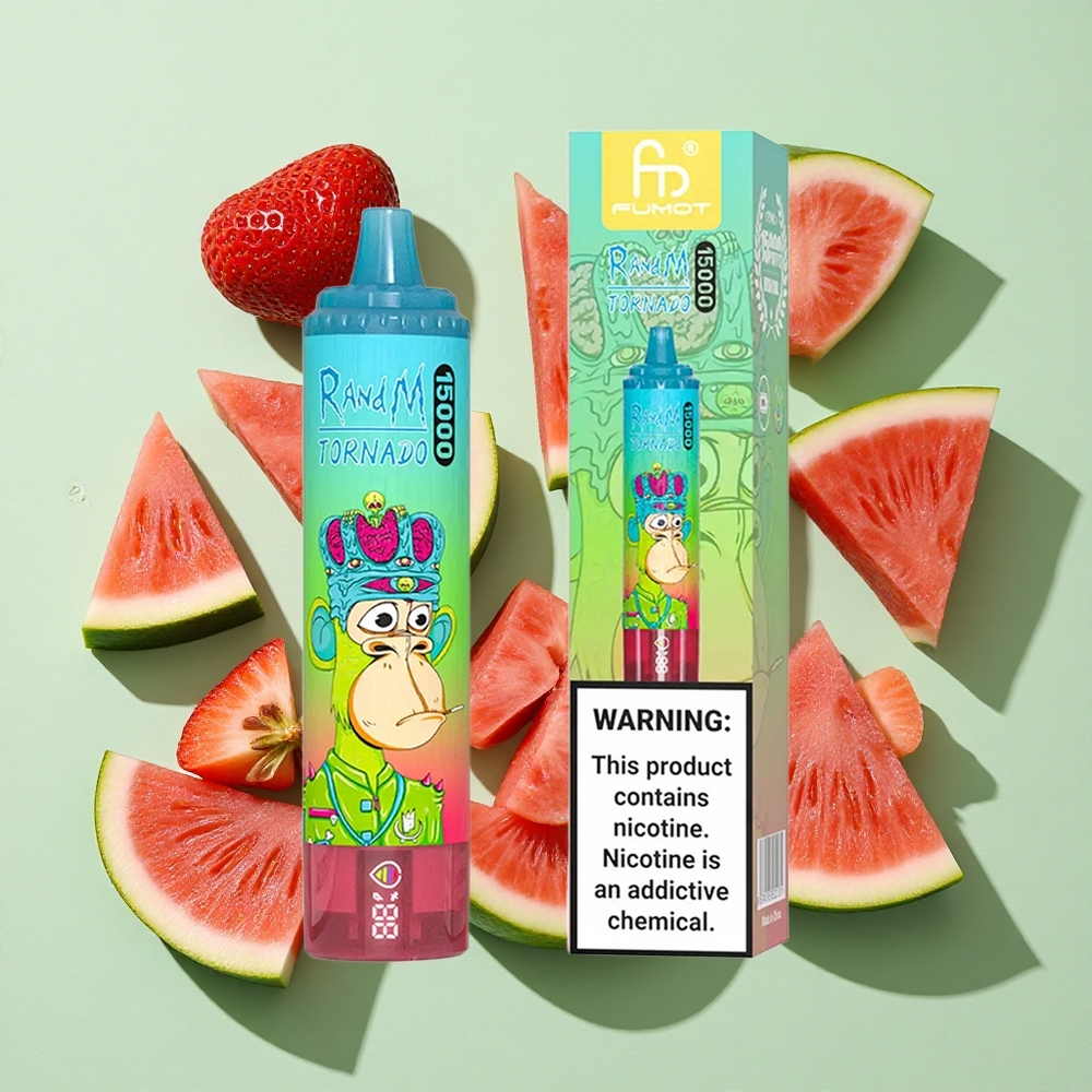 RandM Fumot Tornado 15000 Puffs Jordbær Vannmelon engros Norge 25ml LCD Skjerm