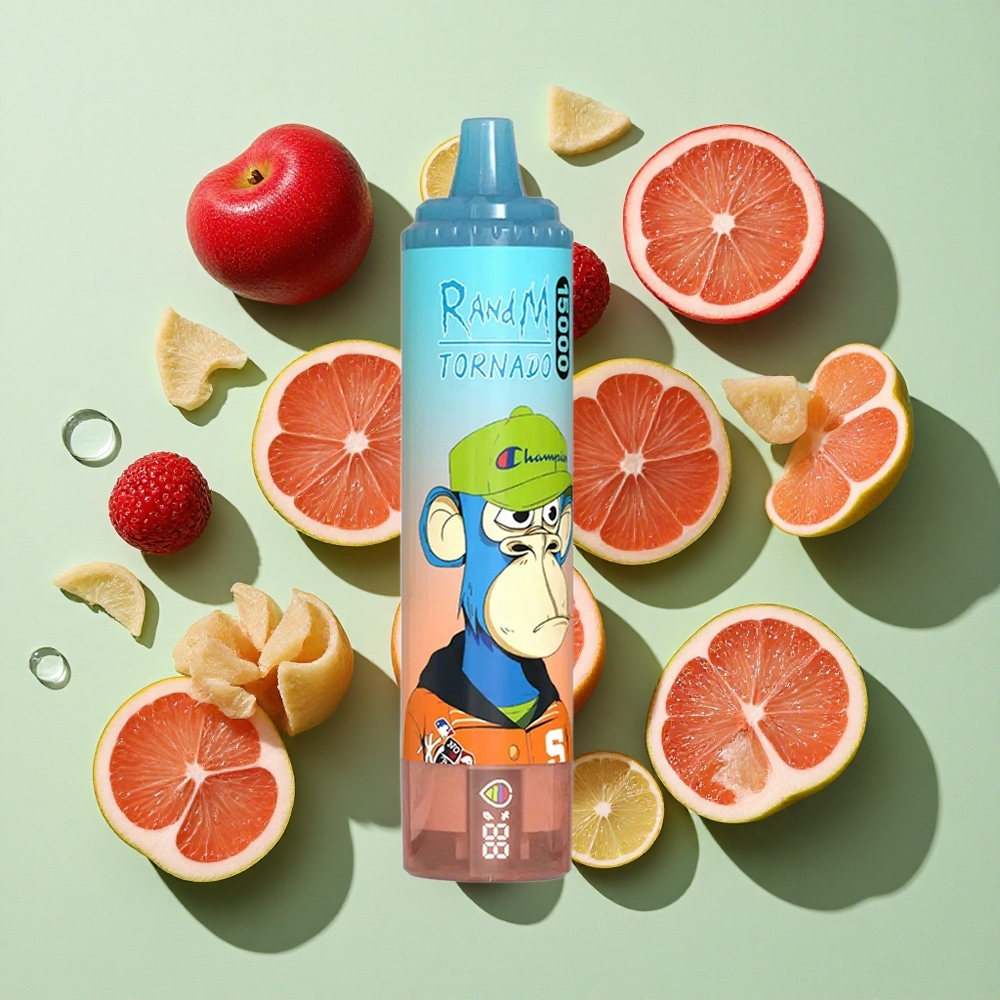 RandM Fumot Tornado 15000 Puffs Kirsebær Cola engros Norge med LCD-skjerm og 25ml væske