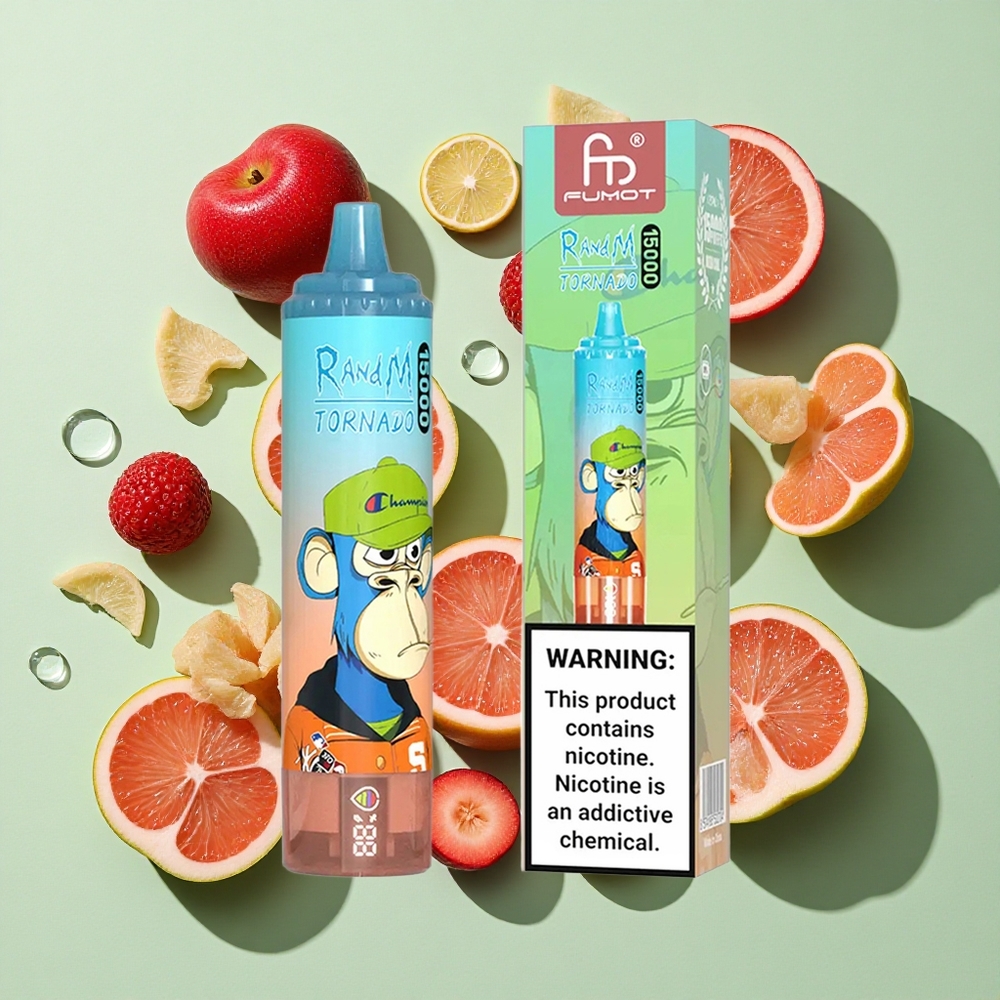 RandM Fumot Tornado 15000 Puffs Kirsebær Cola engros Norge med LCD-skjerm og 25ml væske