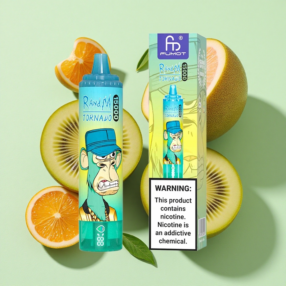 RandM Fumot Tornado 15000 Puffs Kiwi Pasjonsfrukt Guava engros Norge 25ml LCD Skjerm