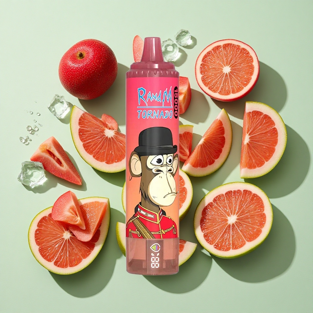 RandM Fumot Tornado 15000 Puffs Rød Energi Is engros Norge 25ml LCD Skjerm