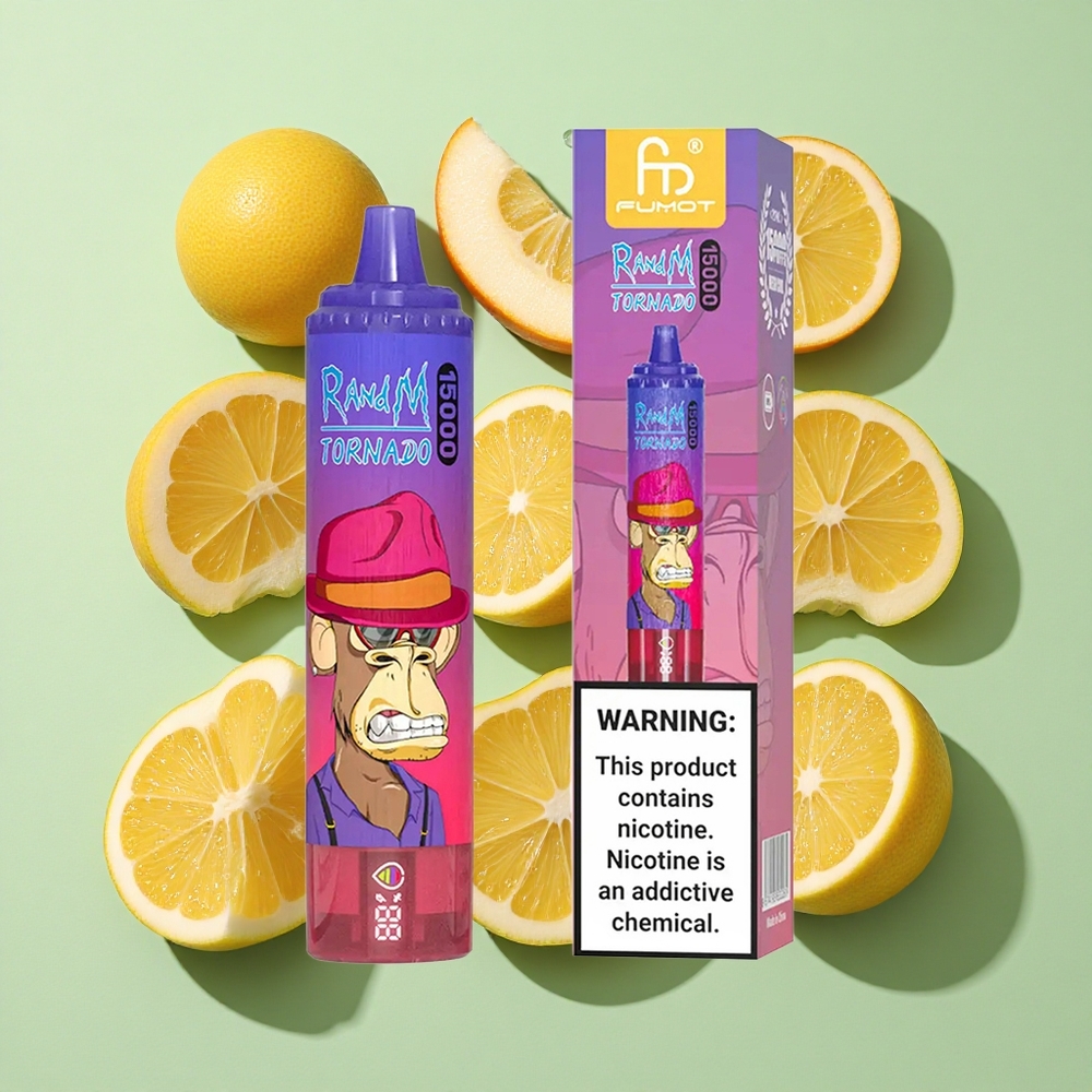 RandM Fumot Tornado 15000 Puffs Sur Eple Engangs Vape med LCD-skjerm engros Norge