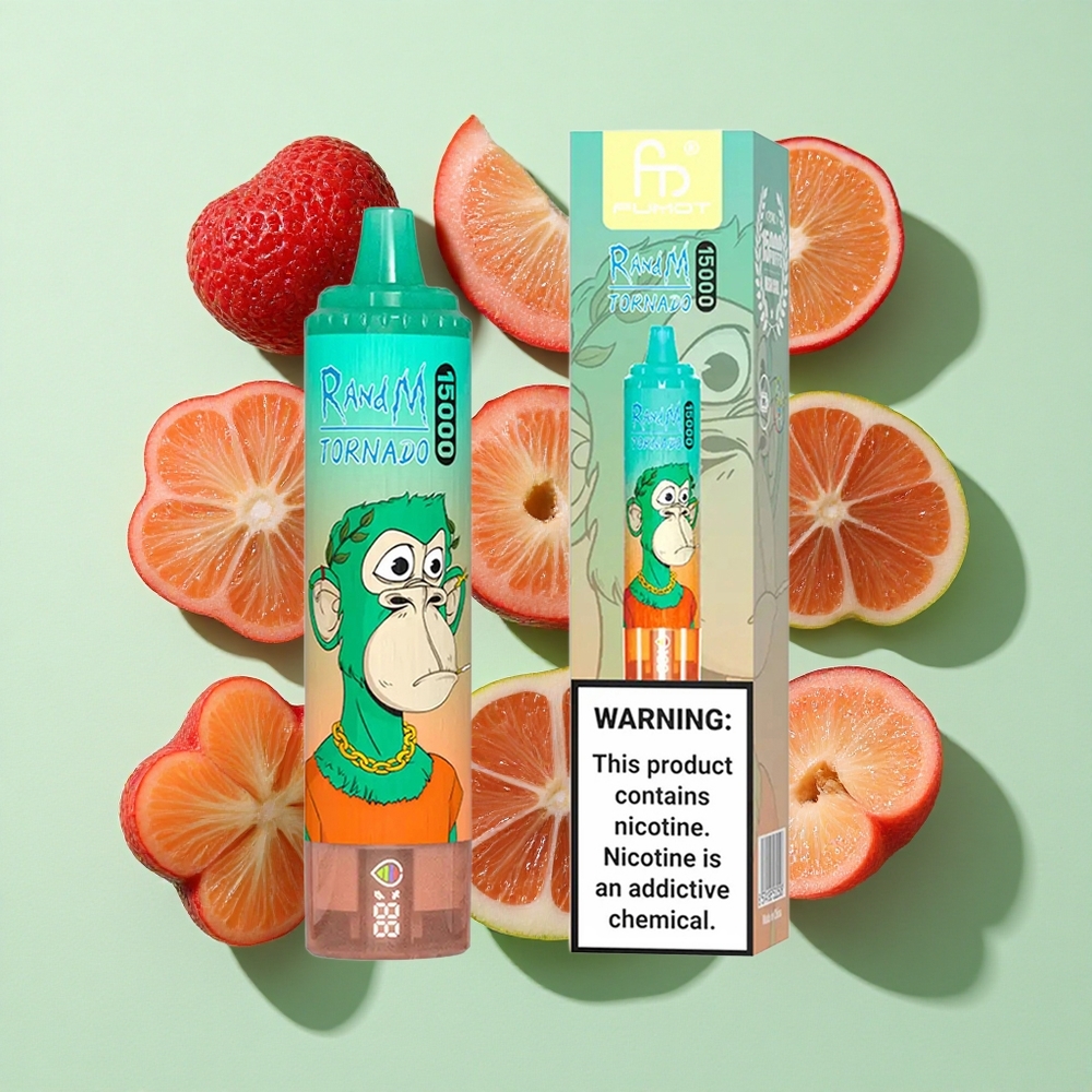 RandM Fumot Tornado 15000 Puffs Triple Bær (25ml) engros Norge Type-C LCD