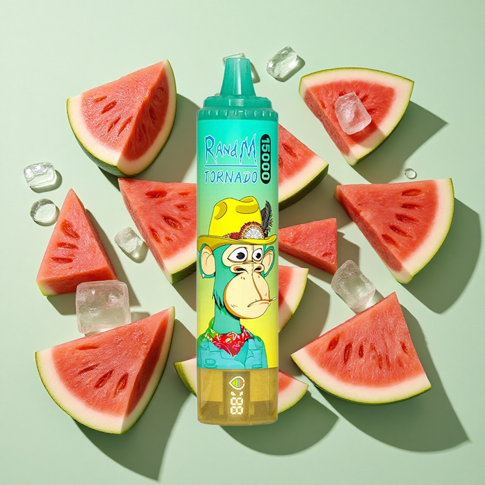 RandM Fumot Tornado 15000 Puffs Vannmelon Is Engangs Vape 25ml engros Norge LCD Skjerm