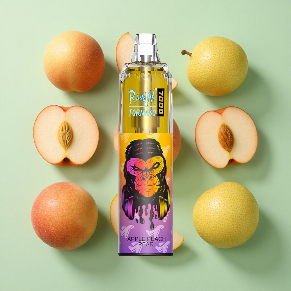 RandM Fumot Tornado 7000 Eple Fersken Pære engros Norge 14 ML E-væske 850 MAH Batteri
