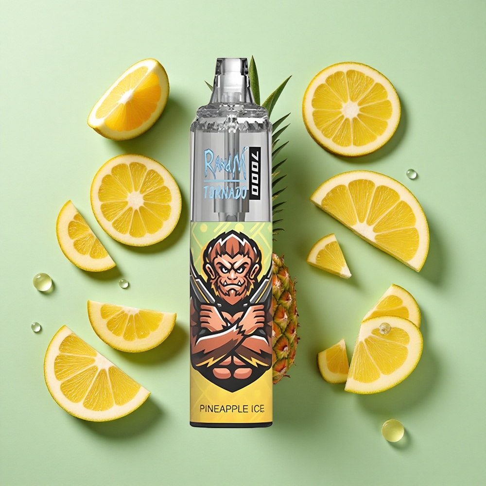 RandM Fumot Tornado 7000 Puffs Ananas Is engros Norge 14ML E-væske 850 MAH Batteri