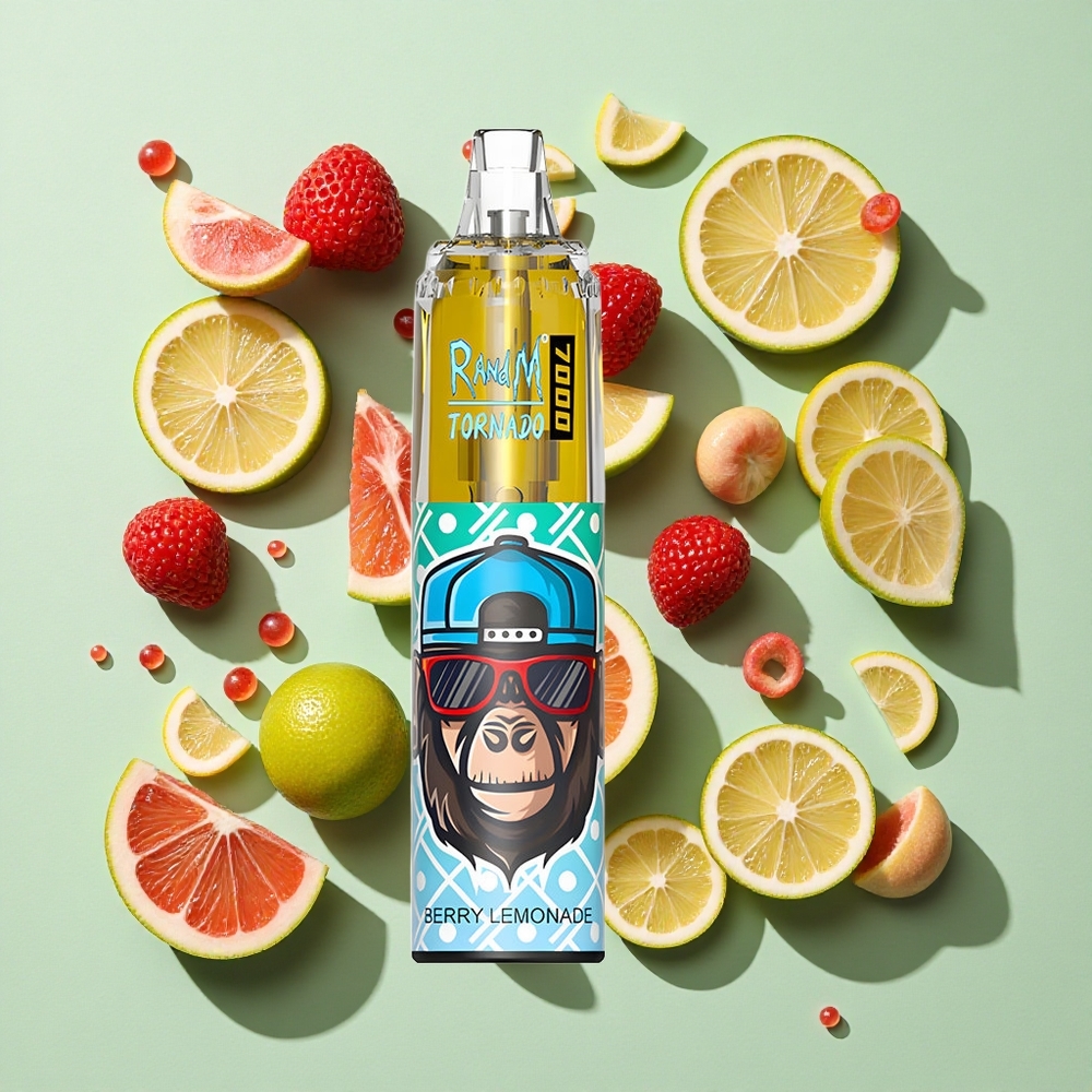 RandM Fumot Tornado 7000 Puffs Bær Lemonade engros Norge 14 ML E-væske 850 MAH Batteri