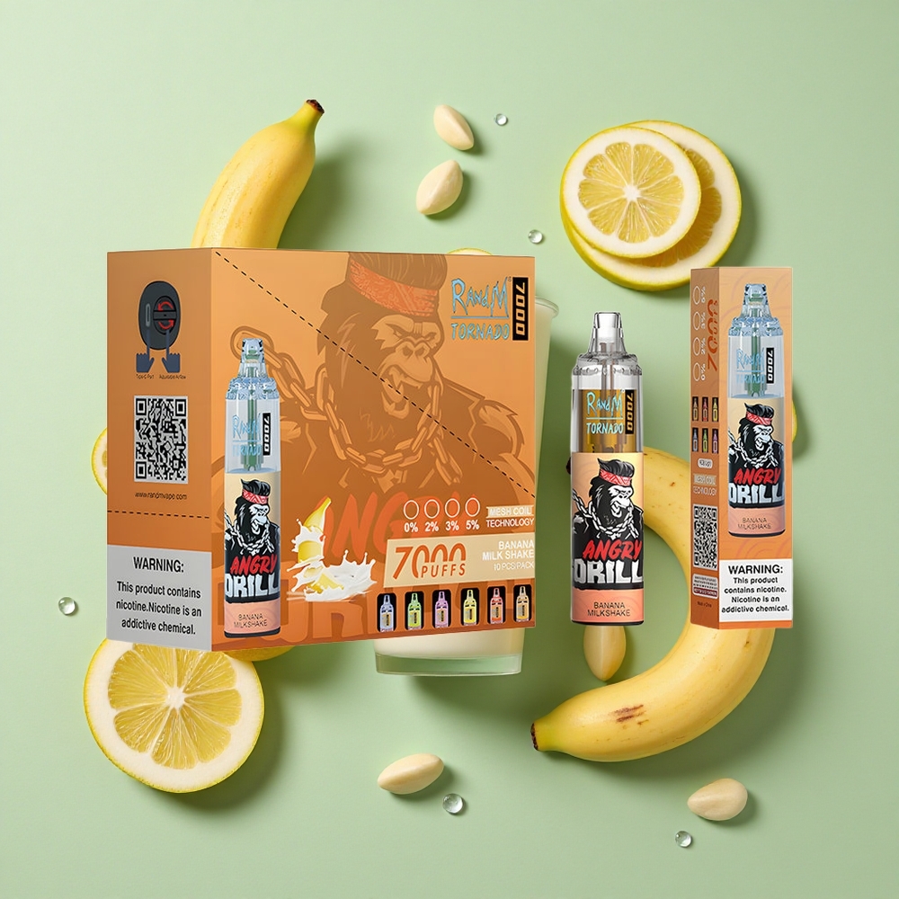 RandM Fumot Tornado 7000 Puffs Bananmilkshake Engros Norge 14 ML E-væske 850 MAH Batteri