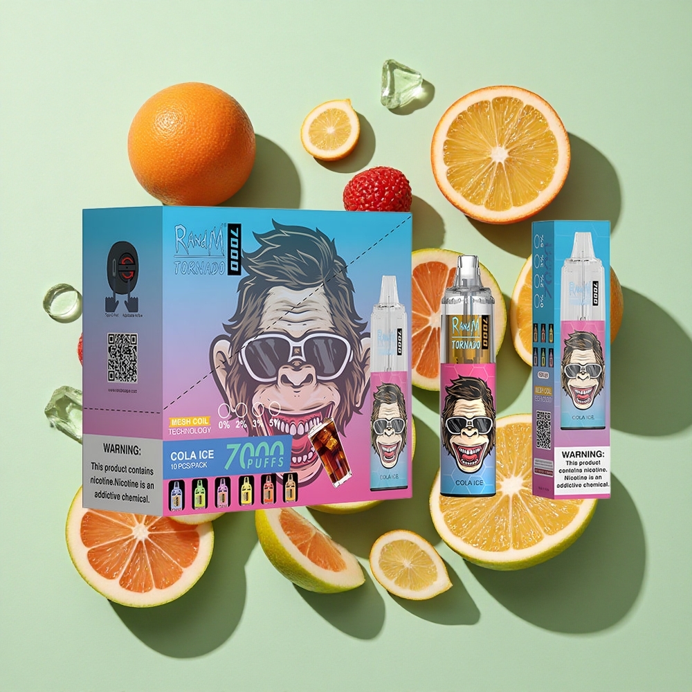 RandM Fumot Tornado 7000 Puffs Cola Is engros Norge 14 ML E-væske 850 MAH Batteri