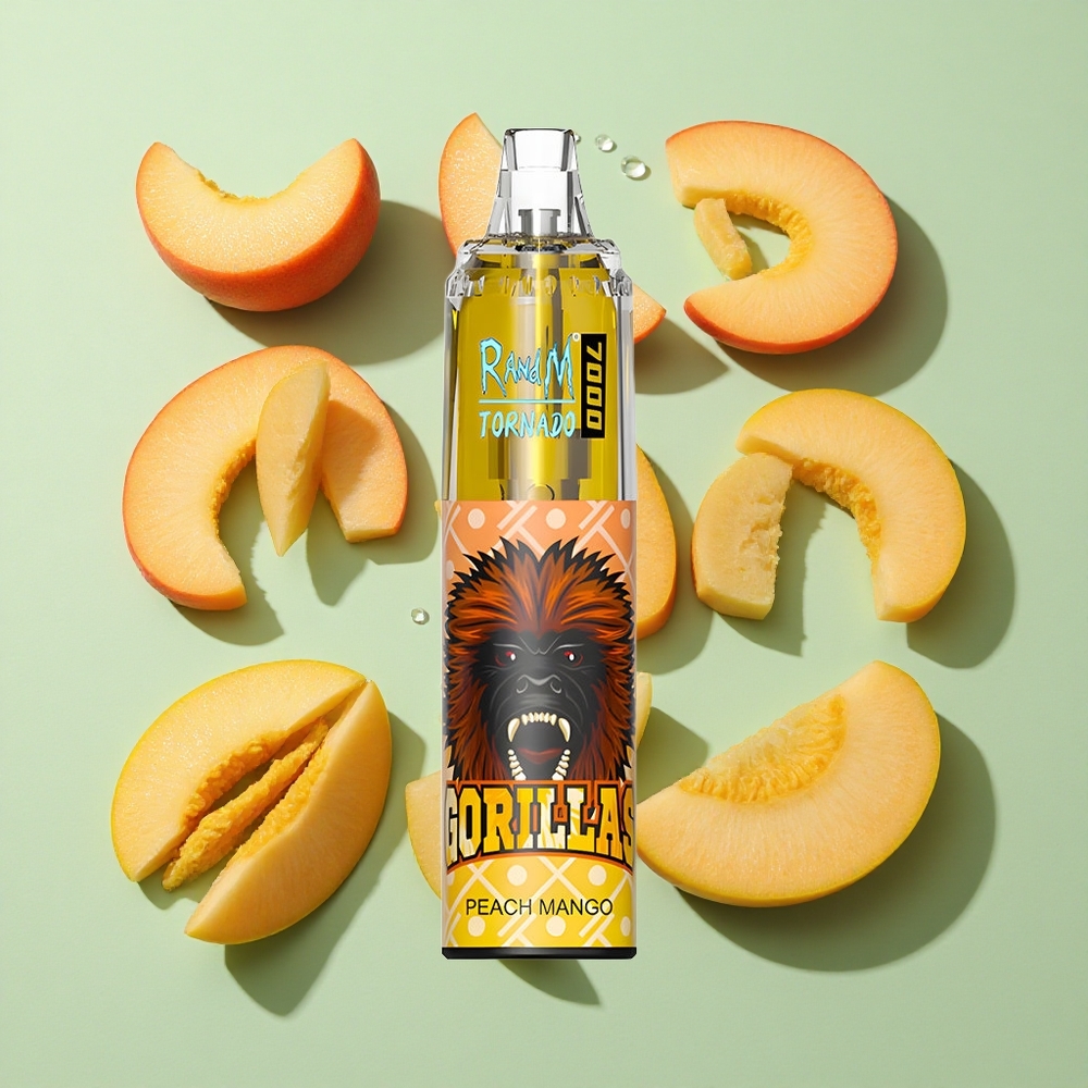 RandM Fumot Tornado 7000 Puffs Fersken Mango engros Norge 14 ML E-væske 850 MAH Batteri