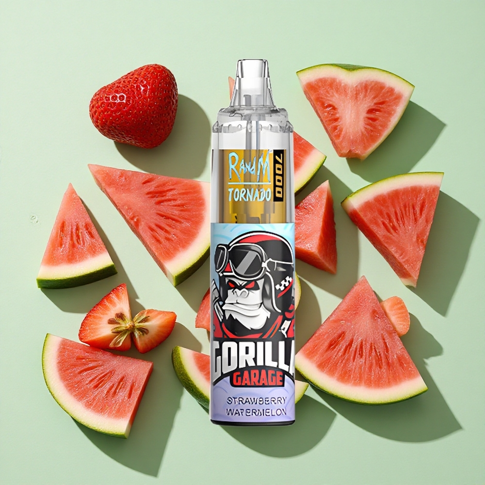 RandM Fumot Tornado 7000 Puffs Jordbær Vannmelon 14 ML E-væske engros Norge Luftjusterbar