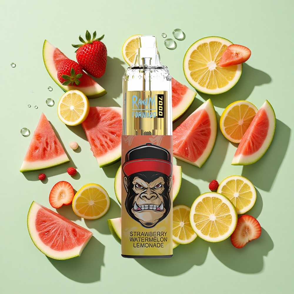 RandM Fumot Tornado 7000 Puffs Jordbær Vannmelon Lemonade engros Norge 14 ML E-væske 850 MAH Batteri
