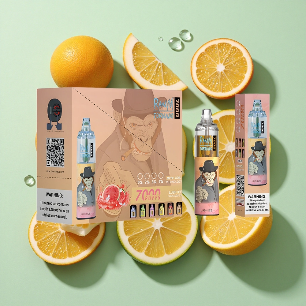 RandM Fumot Tornado 7000 Puffs Lys Is engros Norge 14 ML E-væske Luftjusterbar