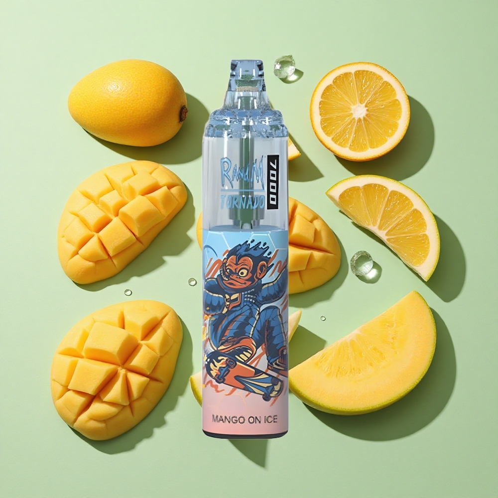 RandM Fumot Tornado 7000 Puffs Mango På Is engros Norge Type-C Port RGB Lys