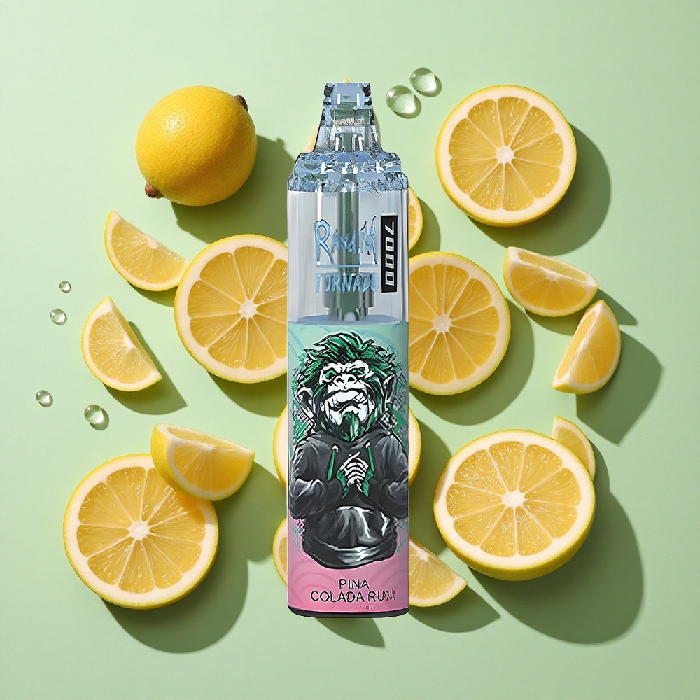 RandM Fumot Tornado 7000 Puffs Pina Colada Rom (14 ML E-væske) engros Norge RGB Lys