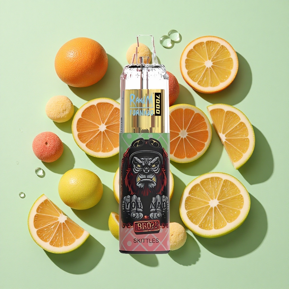 RandM Fumot Tornado 7000 Puffs Skittles (Drops) engros Norge Med 14 ML E-væske og Justerbar Lufttilførsel