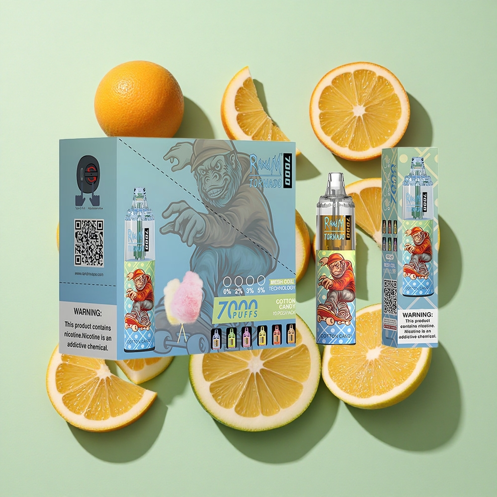 RandM Fumot Tornado 7000 Puffs Sukkerstang Engros Norge 14 ML E-væske Luftjusterbar