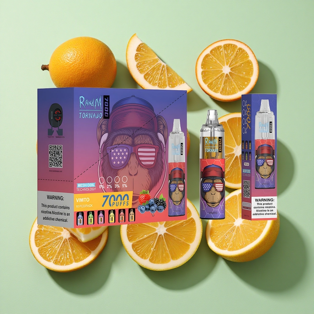 RandM Fumot Tornado 7000 Puffs Vimto Norge engros 14 ML E-væske Luftjusterbar
