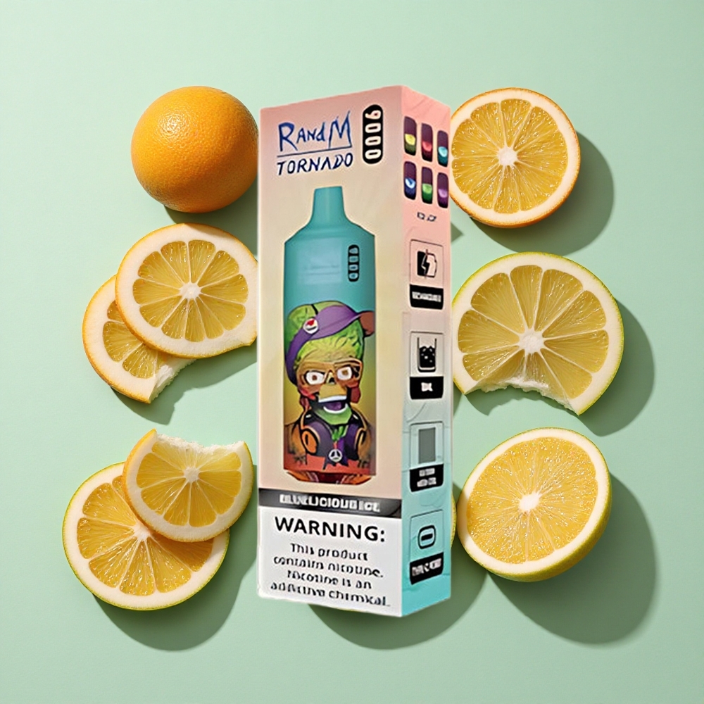 RandM Fumot Tornado 9000 Puffs Blåisengros Norge 18 mL Mesh Coil