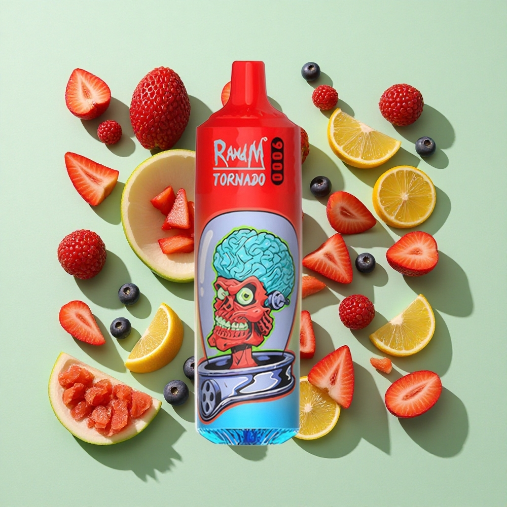 RandM Fumot Tornado 9000 Puffs Blandede Bær engros Norge 18 mL Mesh Coil